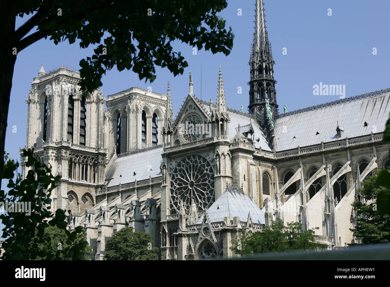 Une vue générale de la Cathédrale Notre Dame de Paris sur la Seine Banque D'Images