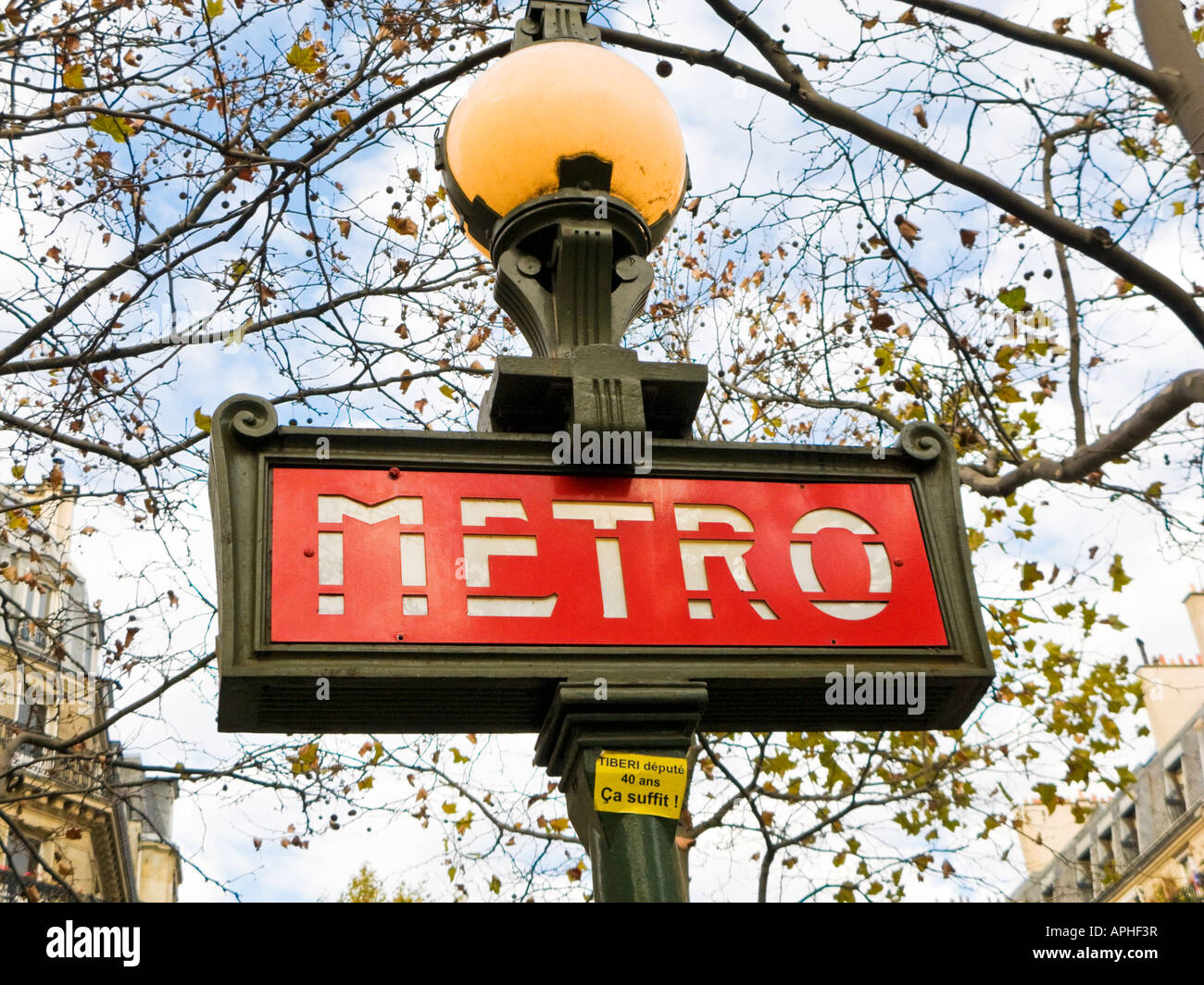 Signe pour Métro à Paris, France, Europe Banque D'Images