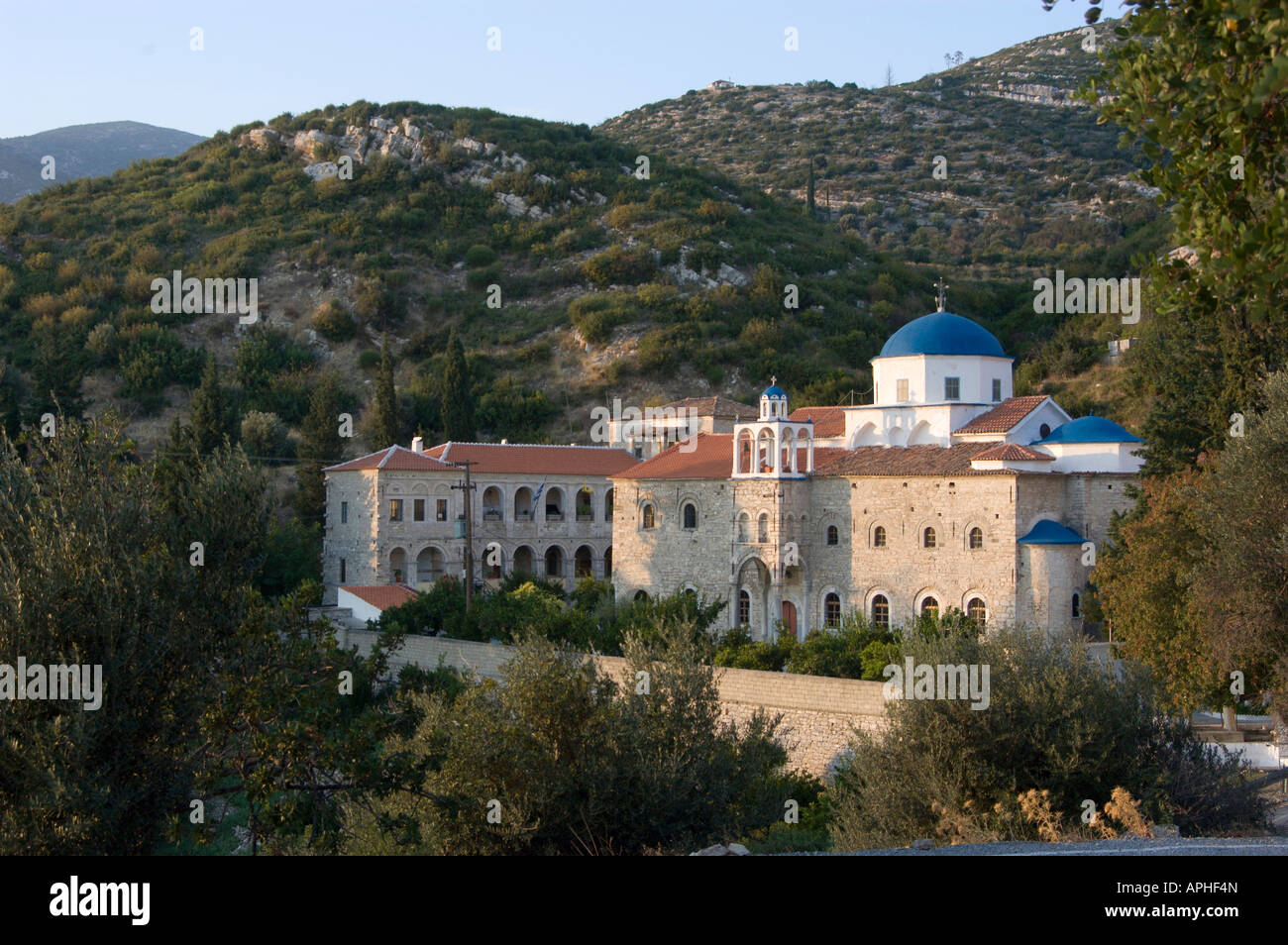 'Le monastère Timiou Stavrou' près de Mavratzei à l'île de Samos, Grèce 2005. Banque D'Images