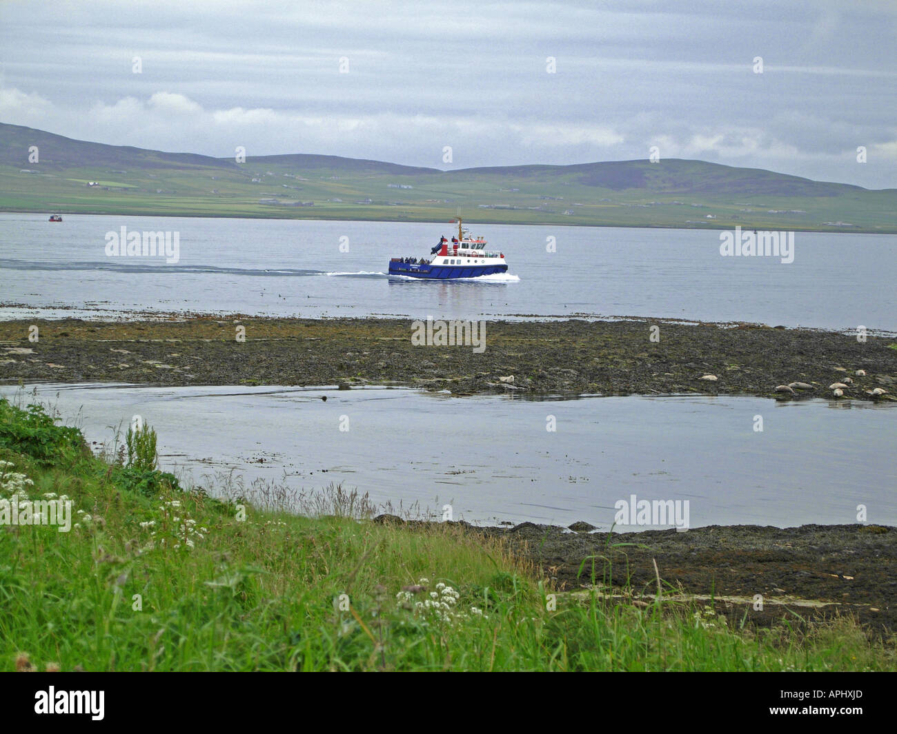 L'Orkney Ferries MV Graemsay voile de Stromness à Hoy HOY via SOUND à Orkney Linkness pier on North Hoy Ecosse Banque D'Images