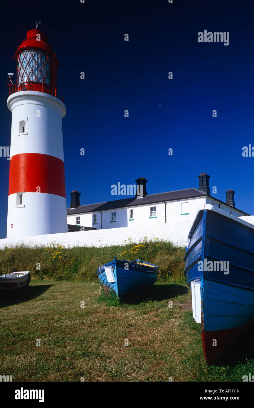 Un matin tôt tourné de Souter, Phare près de Whitburn, Tyne et Wear Banque D'Images