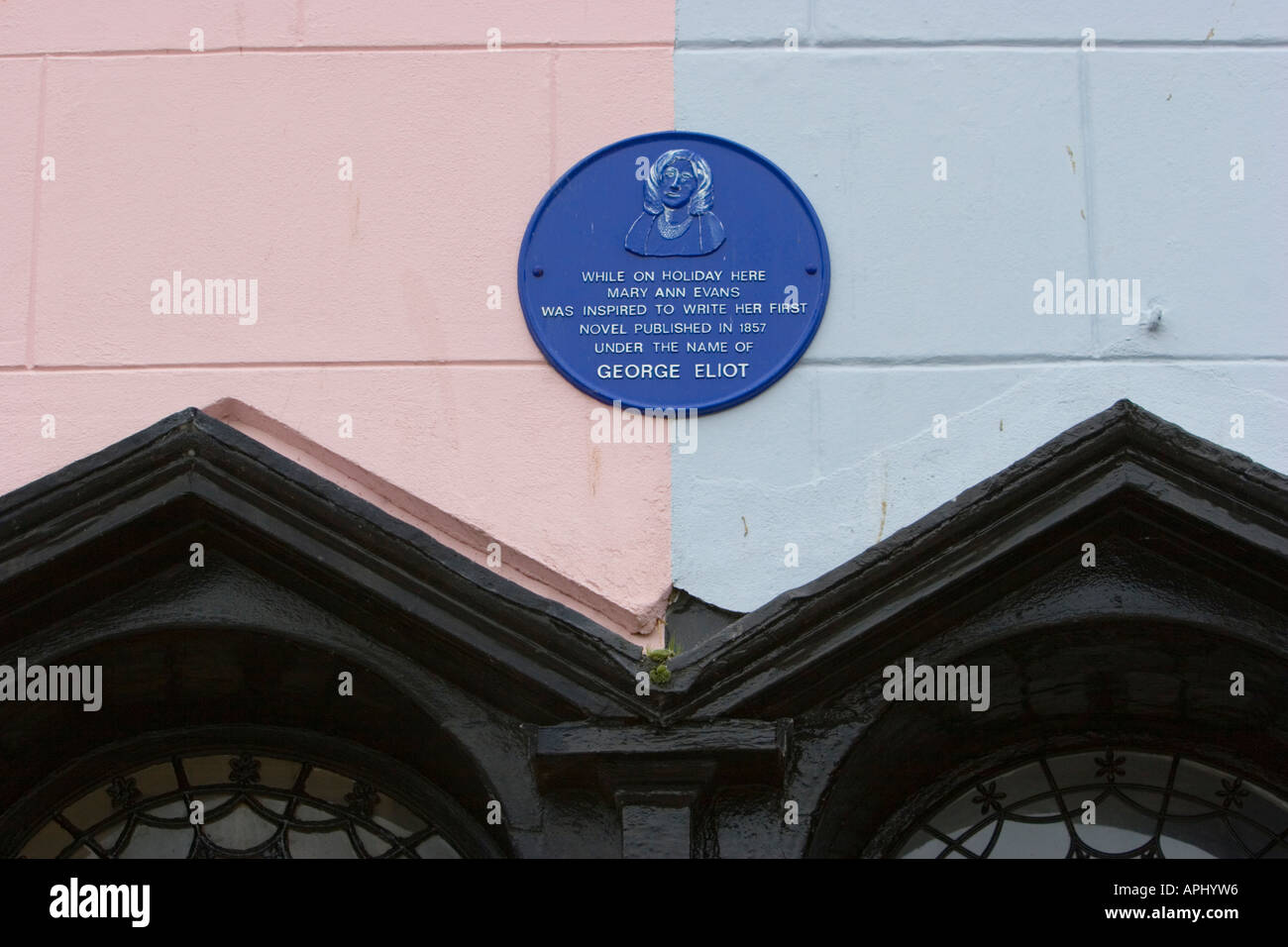 Commerating auteur Plaque Mary Ann Evans alias George Eliot Banque D'Images