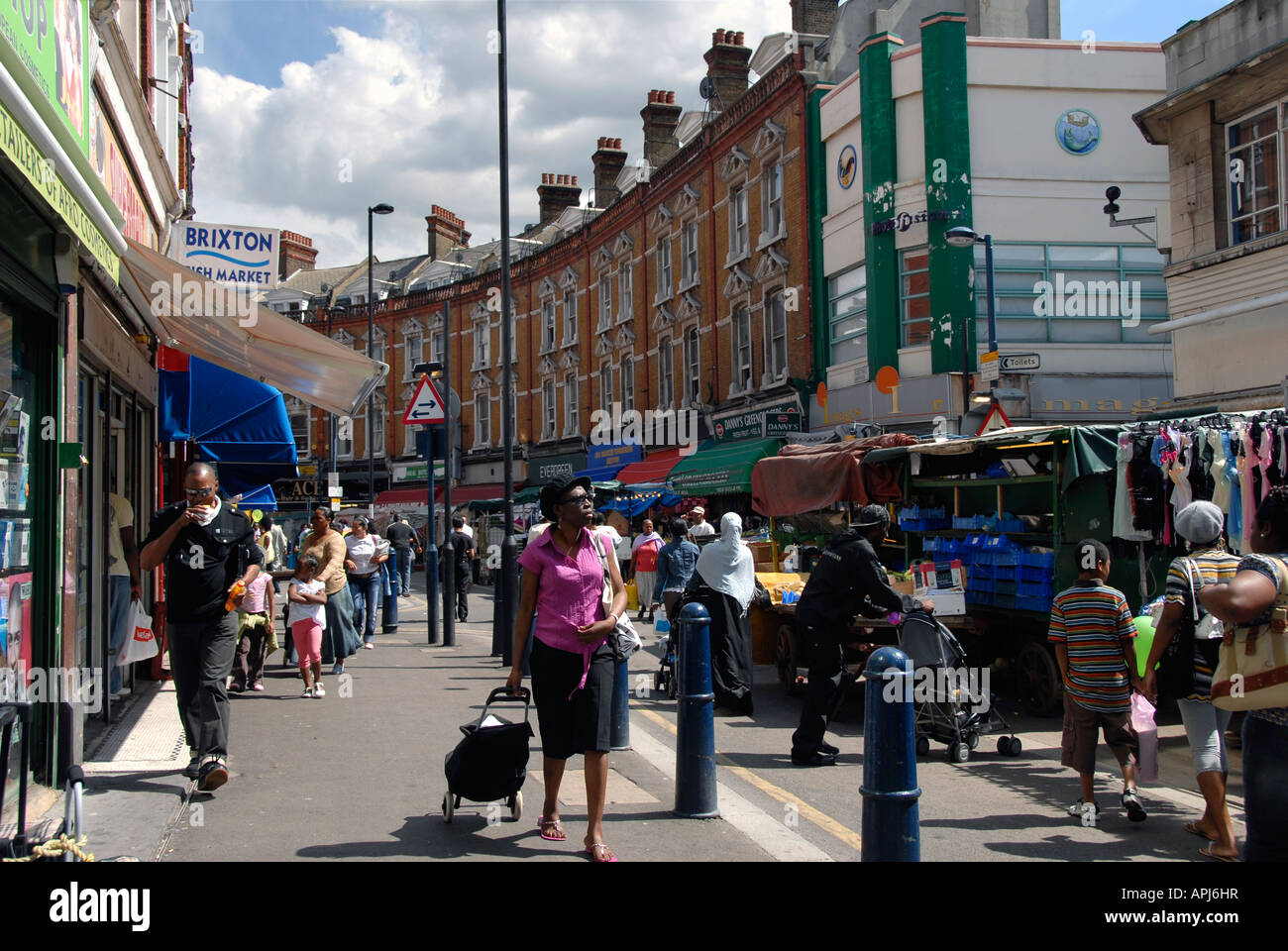 Electric Lane Market street à Brixton dans le sud de Londres. Banque D'Images
