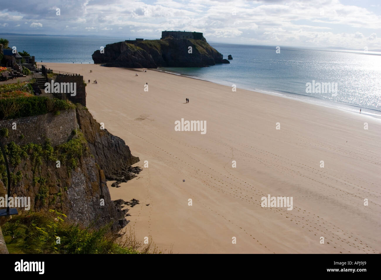Plage de Tenby et St Catherine's Island dans la région de Pembrokeshire Banque D'Images