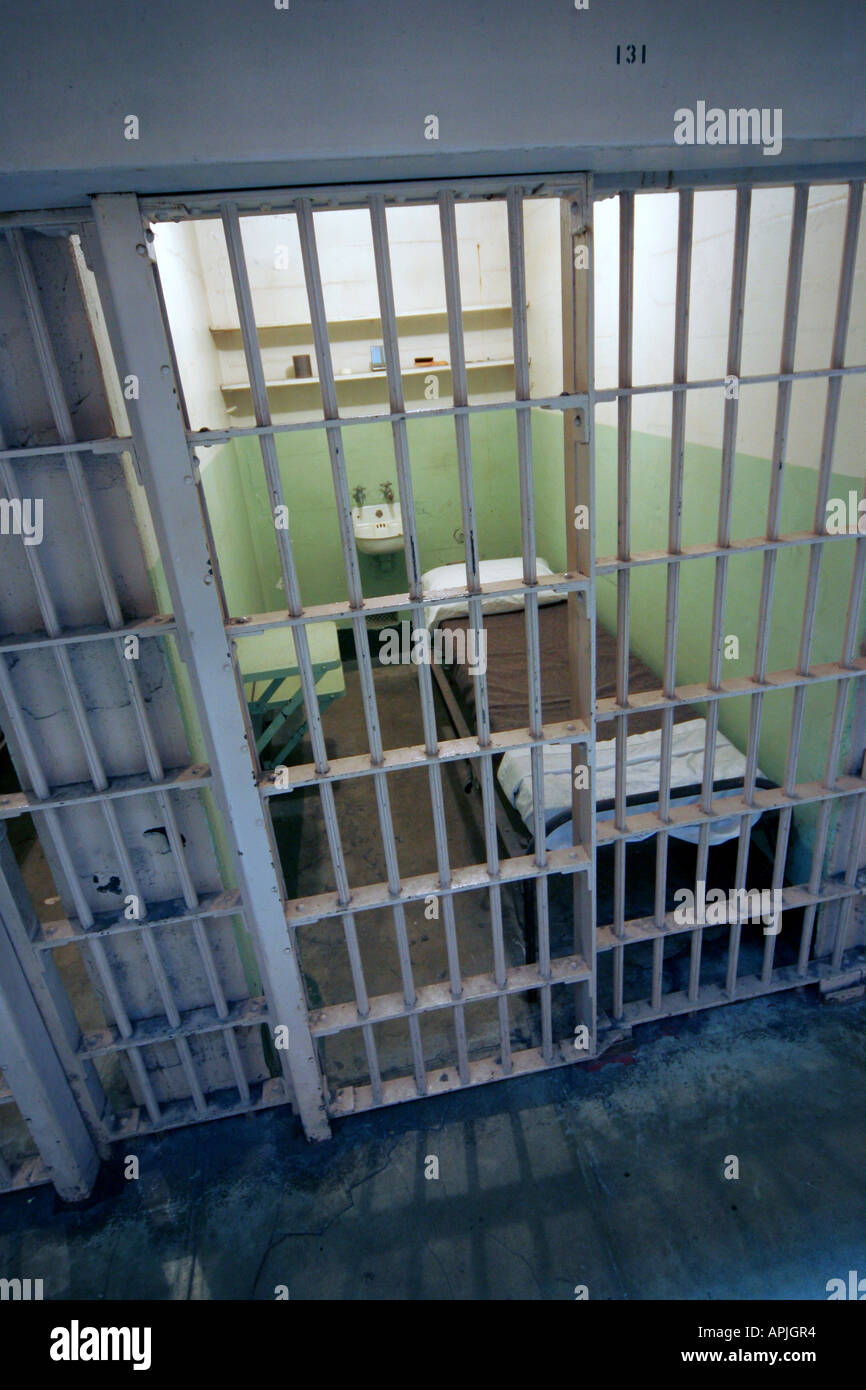 Vue à l'intérieur des cellules de la prison d'Alcatraz à San Francisco Banque D'Images