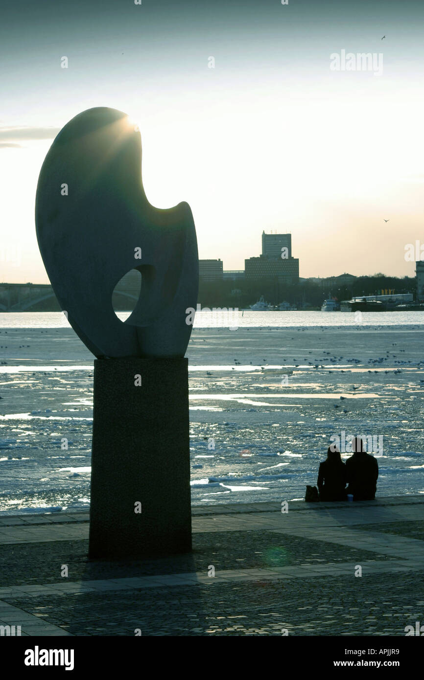 Monument moderne à Gamla Stan, la Suède Banque D'Images