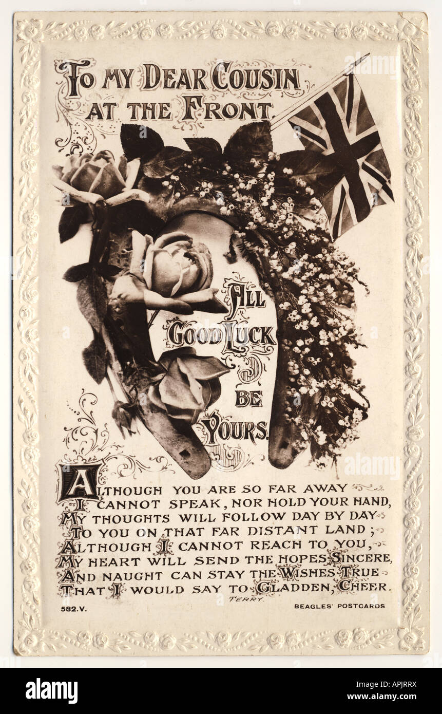 La carte postale envoyée à des soldats en première ligne dans la Première Guerre mondiale, 1914 à 1918 Banque D'Images
