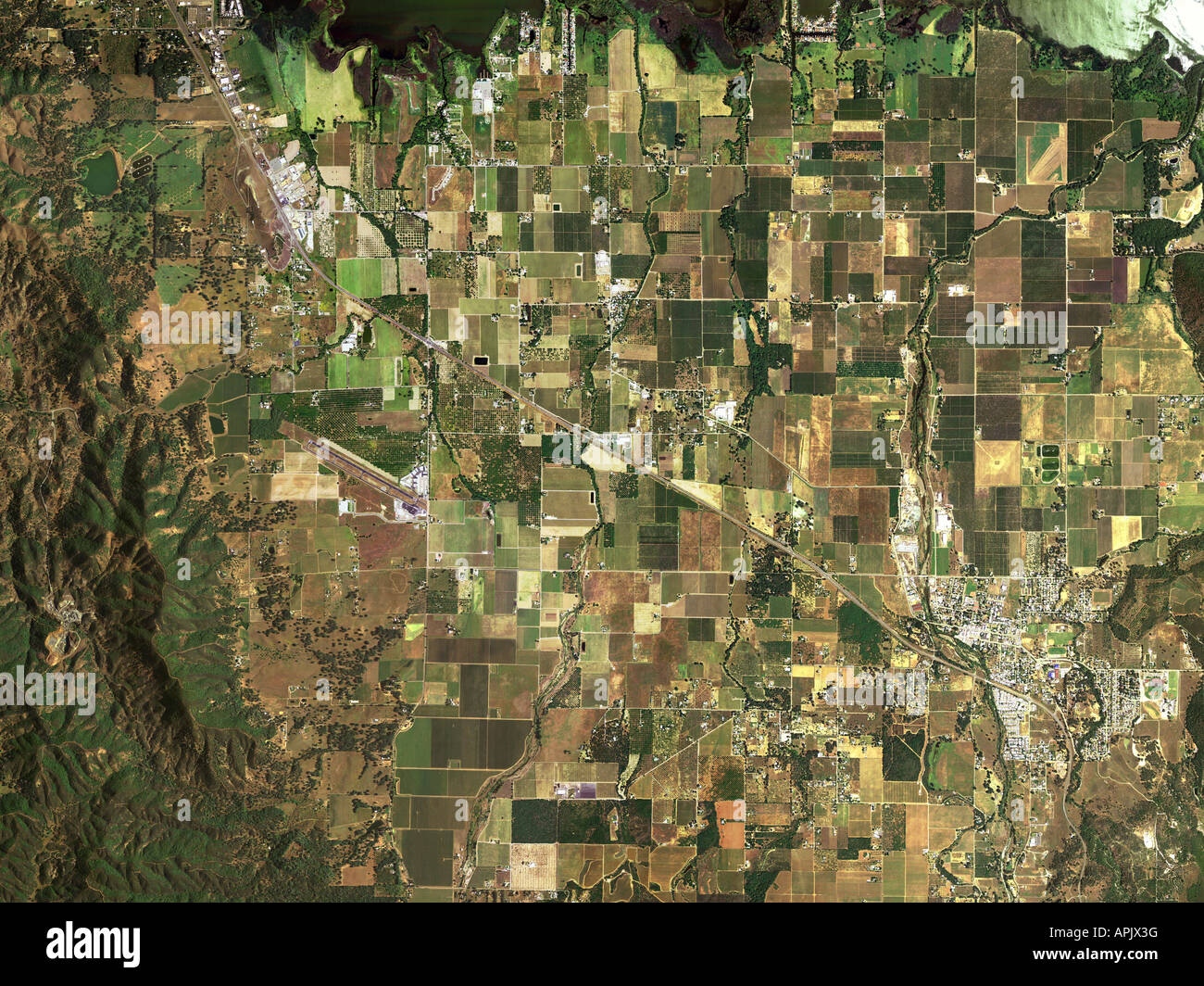 Carte aérienne Lake County, CA, au-dessus de Kelseyville Banque D'Images