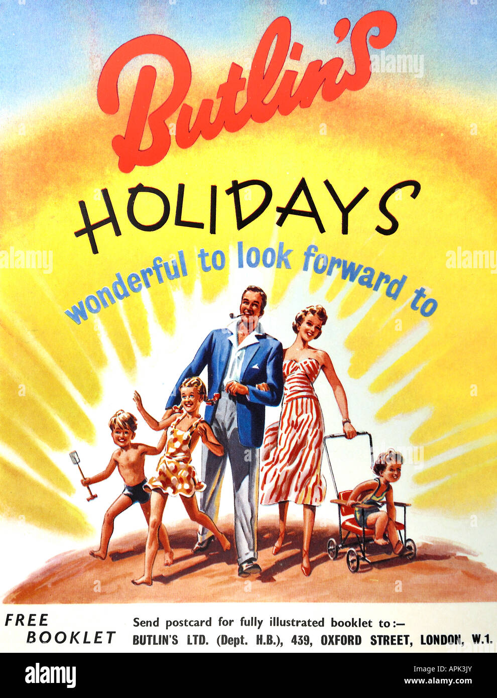 1950 Butlin's Holidays 1952 Publicité pour un usage éditorial uniquement Banque D'Images