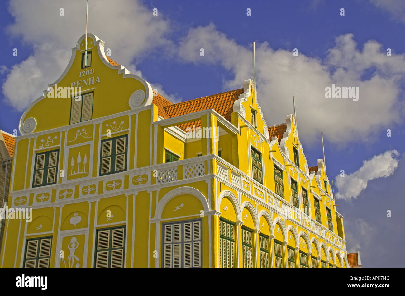Willemstad est au bord de l'architecture néerlandaise Punda pastel sur la Handelskade Banque D'Images