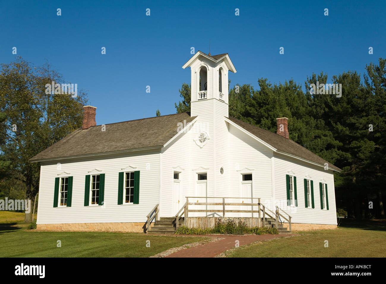 L'ILLINOIS Ogle Comté Chana deux petite école museum inscrit monument historique du bâtiment en bois blanc Banque D'Images