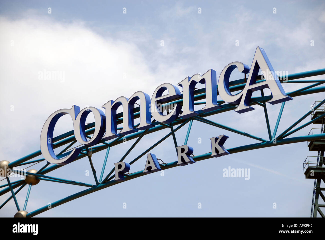 Le Comerica Park Ball accueil de l'équipe professionnelle de baseball des Detroit Tigers Banque D'Images