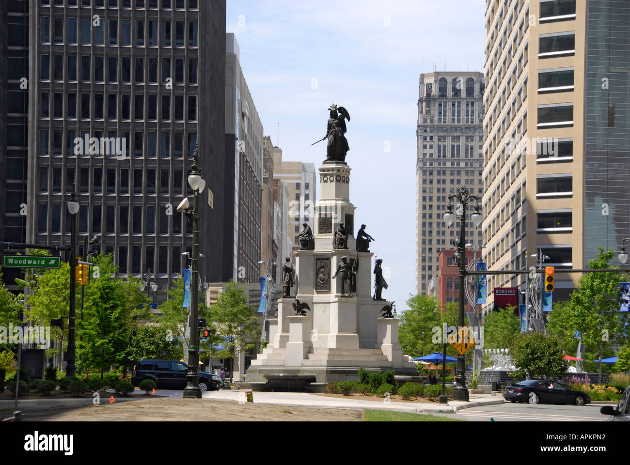 Parc Campus Martius dans le centre-ville de Detroit Michigan un mémorial de la guerre civile, les anciens combattants de la ville de Detroit Banque D'Images