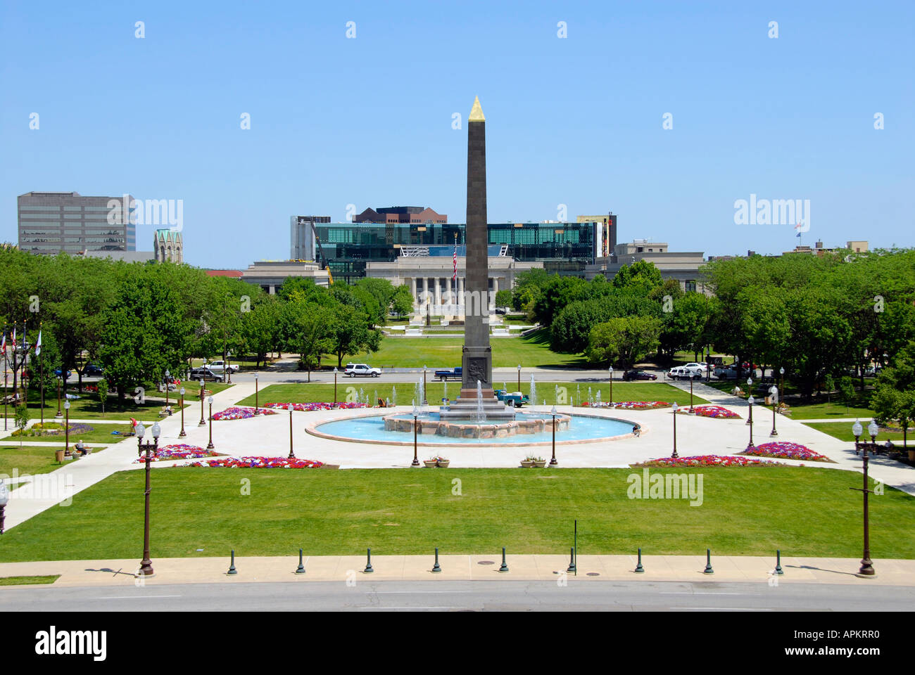 Veterans Memorial Plaza à University Park commémorer la guerre Histoire du centre-ville d'Indianapolis dans l'Indiana Banque D'Images