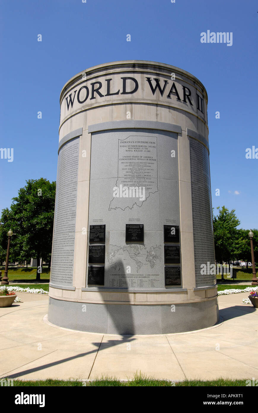 La Deuxième Guerre mondiale, University Park commémorer la guerre Histoire du centre-ville d'Indianapolis dans l'Indiana Banque D'Images
