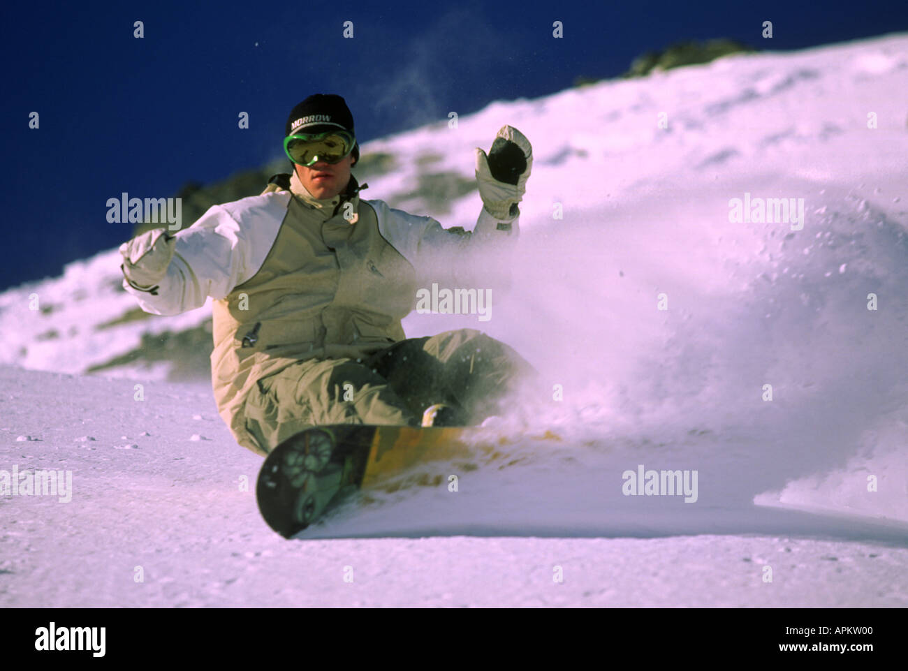 Action snowboard ski, Ewan Wallace, Tignes Banque D'Images