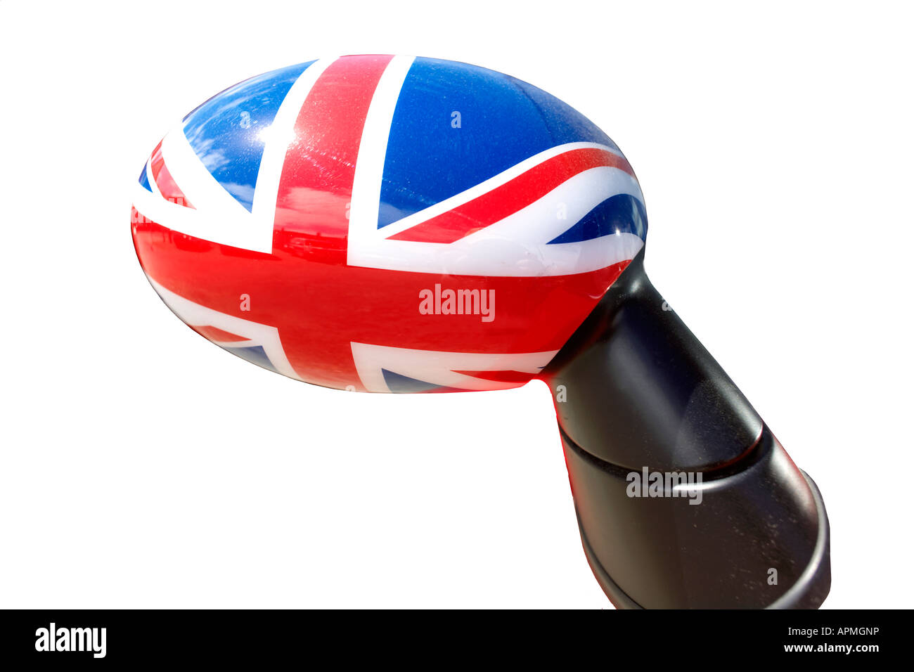 Union Jack Wing Mirror Union Jack Union jack Wing Mirror sur Mini Cooper en Angleterre, Grande Bretagne, FR, UK, patriotique patriotisme, Banque D'Images