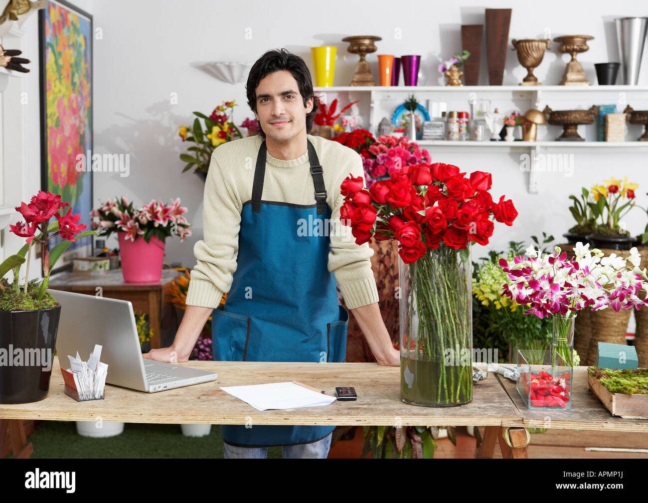 Male florist (portrait) Banque D'Images
