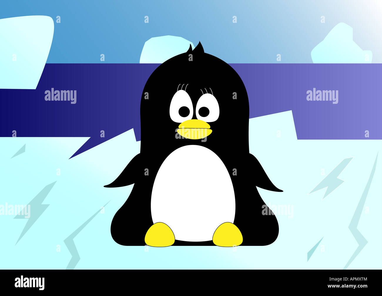 Sweet Little Penguin siiting sur un iceberg Banque D'Images