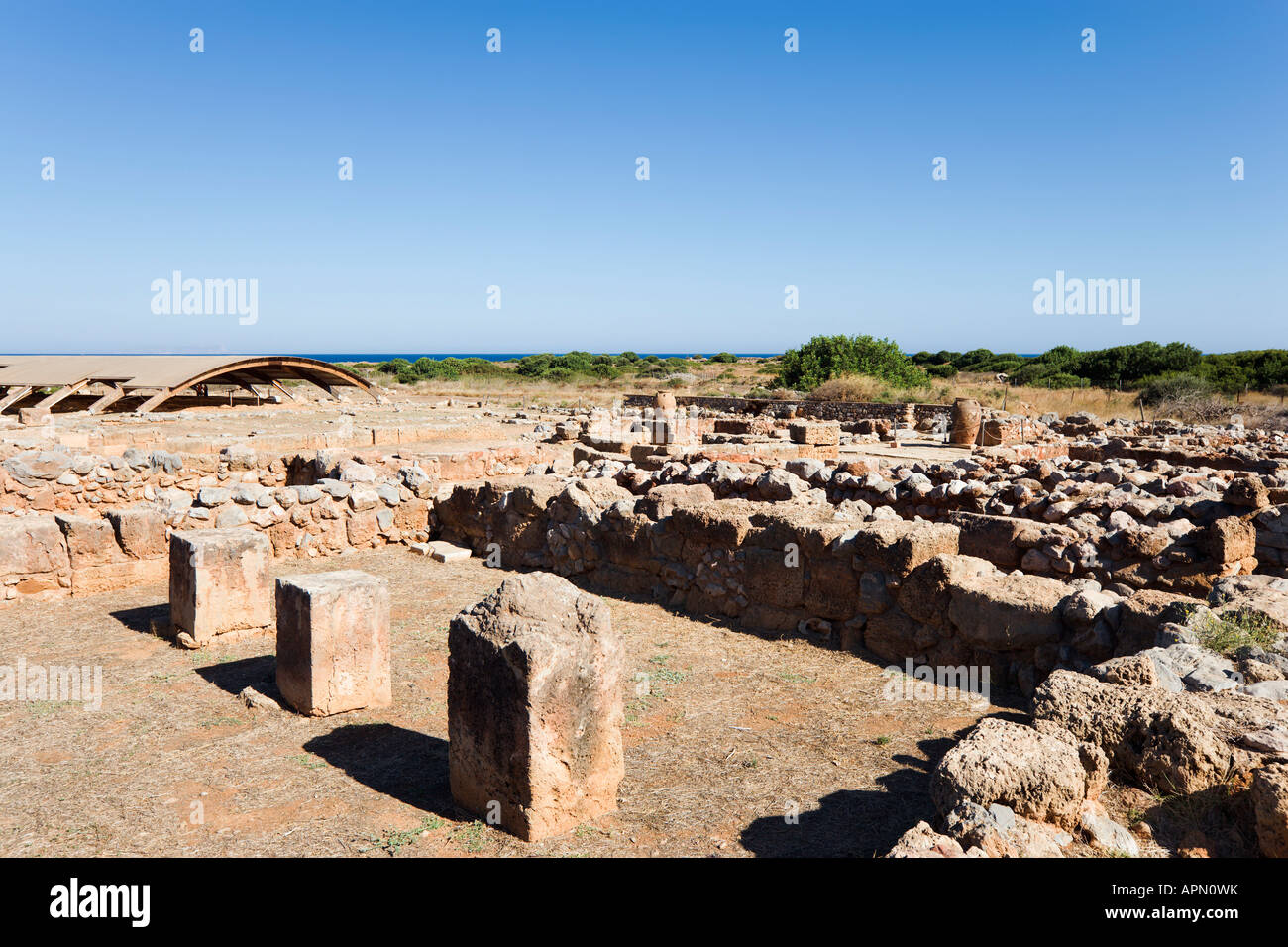 Ruines de l'antique palais minoen, Malia, Côte Nord, Crète, Grèce Banque D'Images