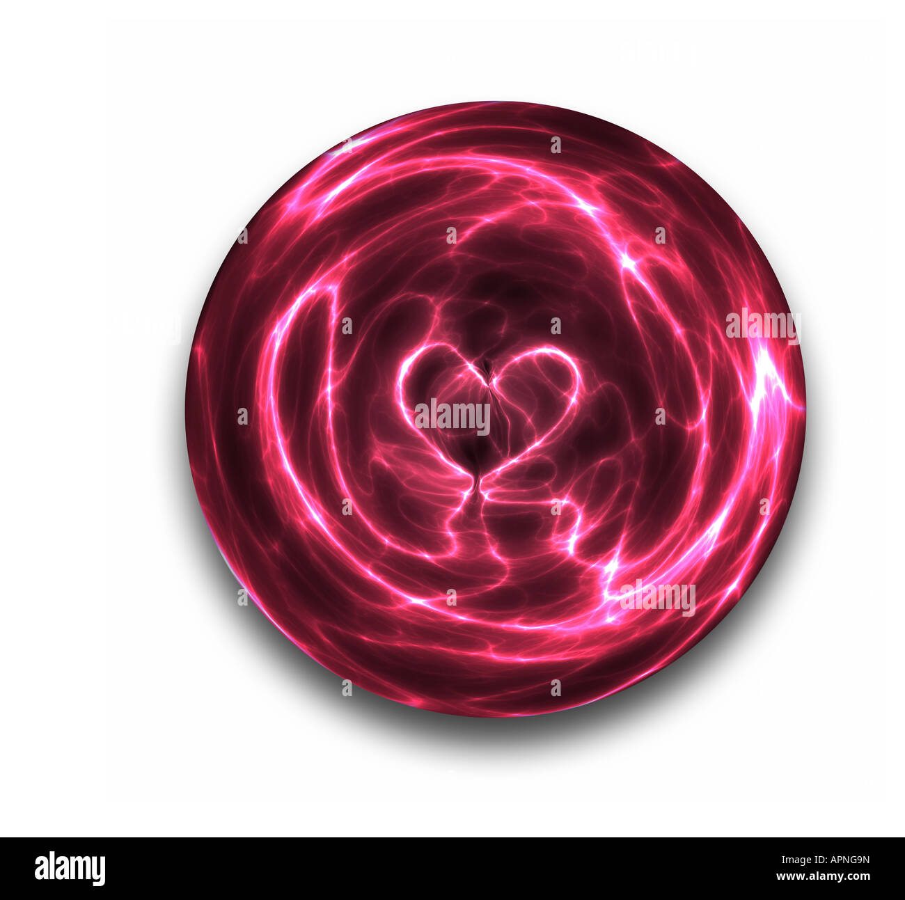 Un Coeur D Amour Est Vu Les Etincelles Et D Arcs De Cette Boule De Cristal Photo Stock Alamy