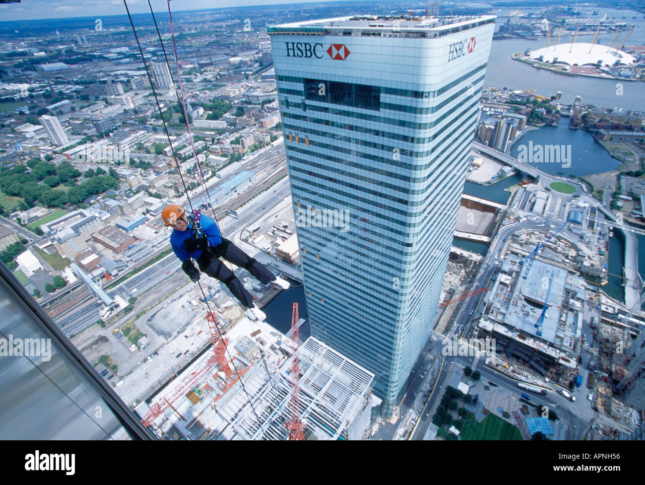 La descente en rappel de la HSBC ACTION Canary Wharf Docklands Banque D'Images