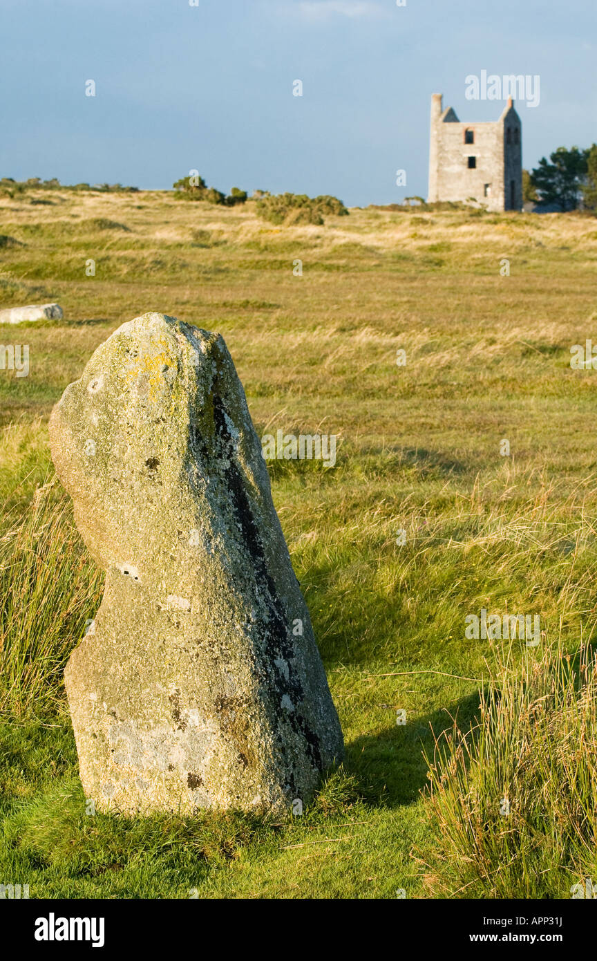 Le cercle de pierre figurent parmi la lande de Bodmin Cornwall UK Banque D'Images