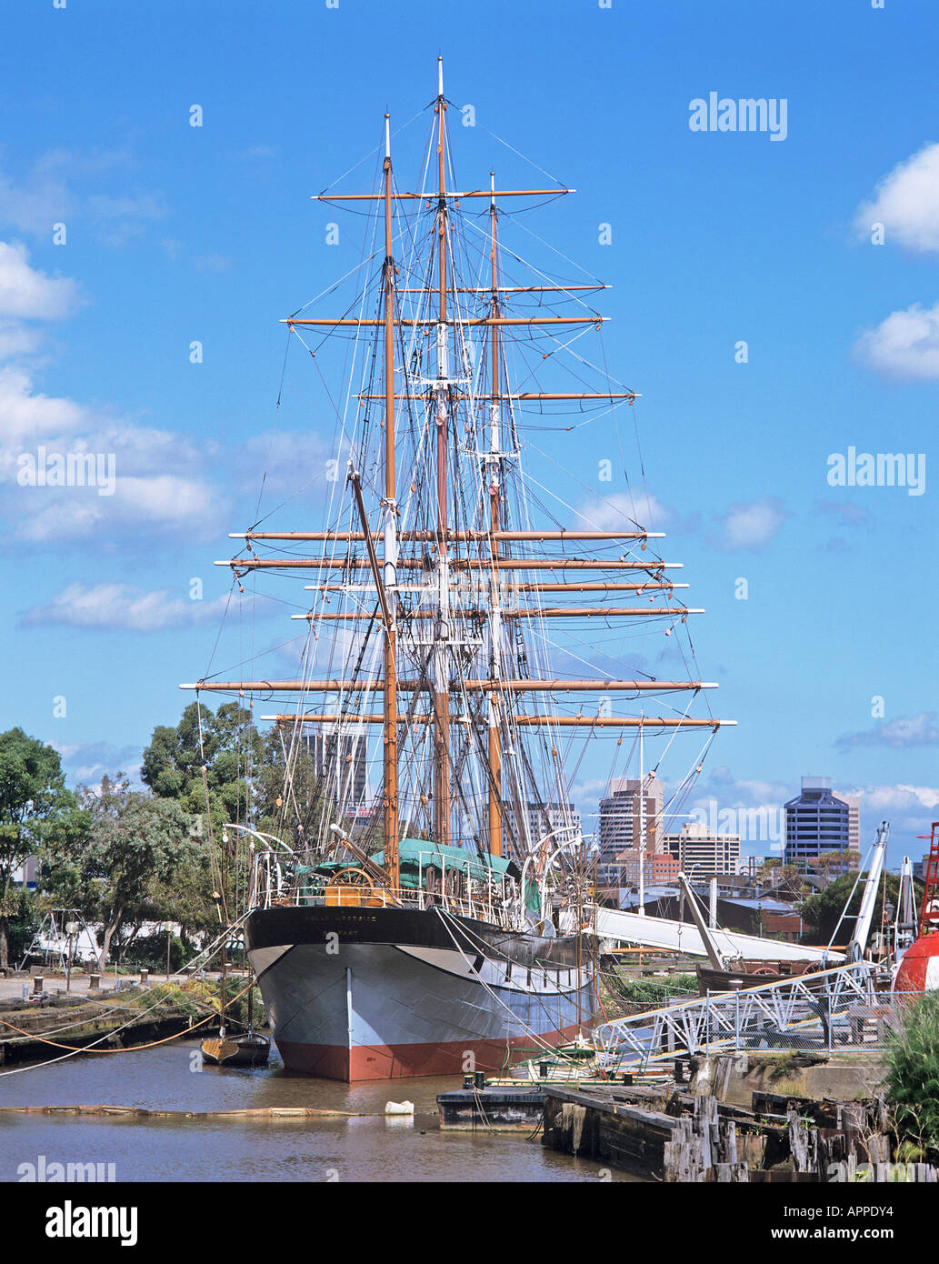 Vue de la Polly Woodside tallship attaché à Melbourne Victoria Banque D'Images