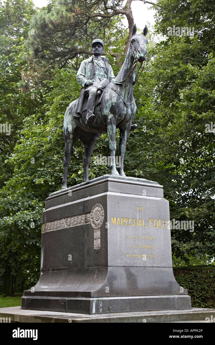 Le maréchal Foch statue équestre Cassel France Banque D'Images