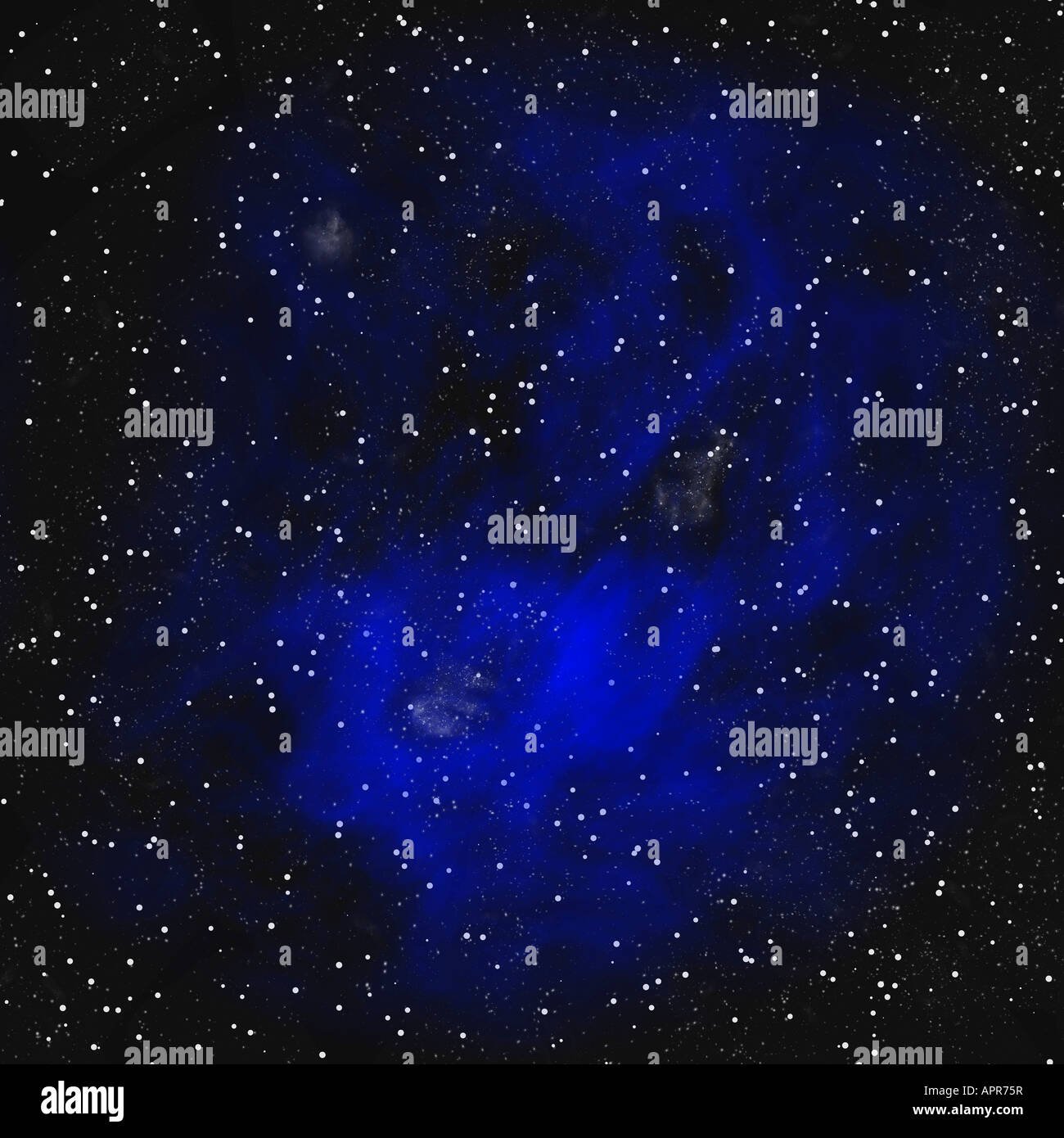 Big Blue space nebula et stars Banque D'Images