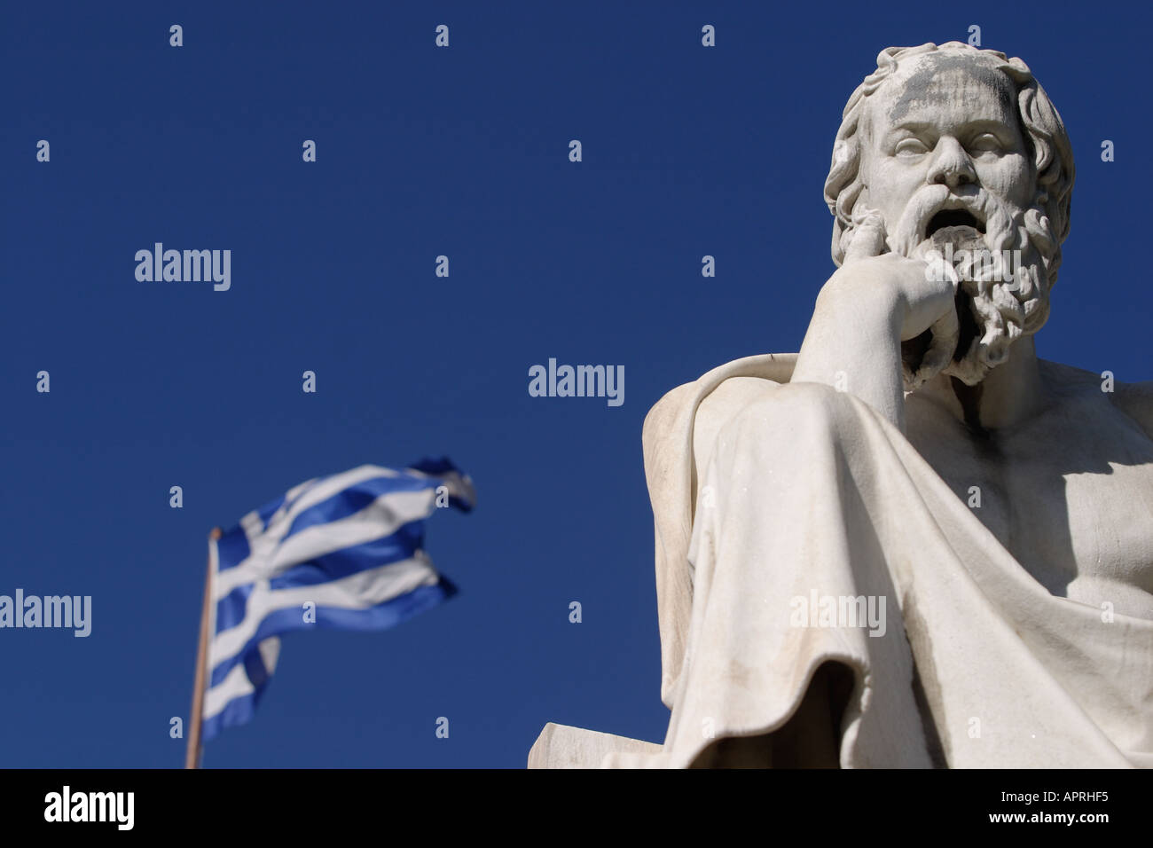Statue habituellement identifiés comme à l'Académie de Platon à Athènes mais pensé par certains pour être Socrate Banque D'Images