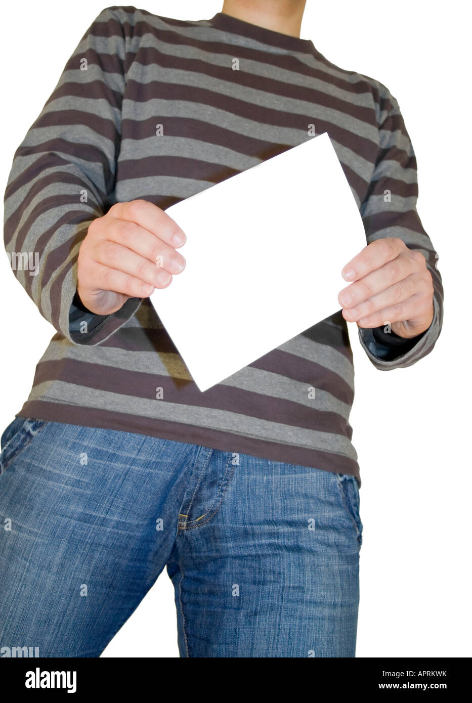 Man holding white paper Banque D'Images