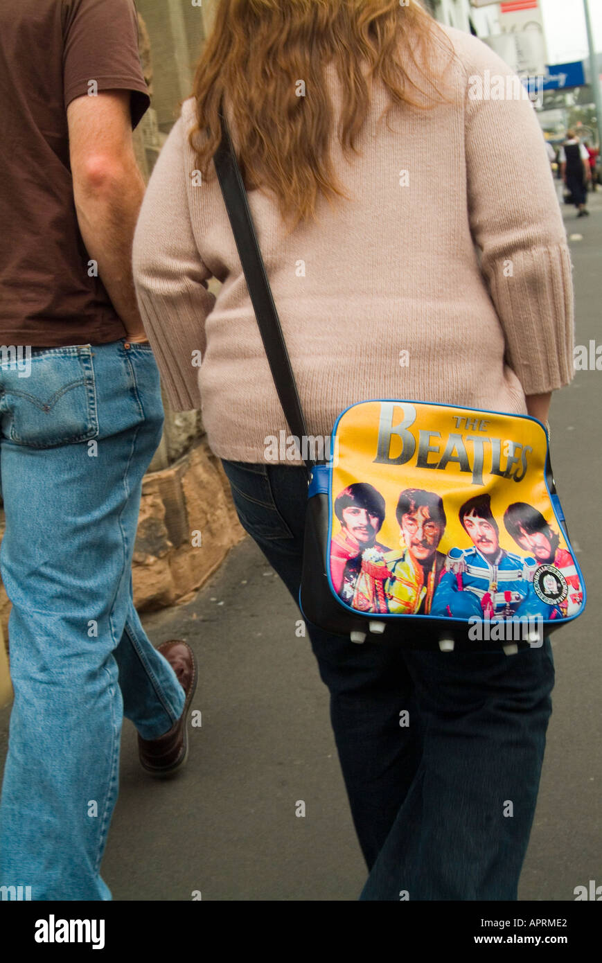 Beatles memorabilia sous la forme d'un sac à bandoulière Banque D'Images