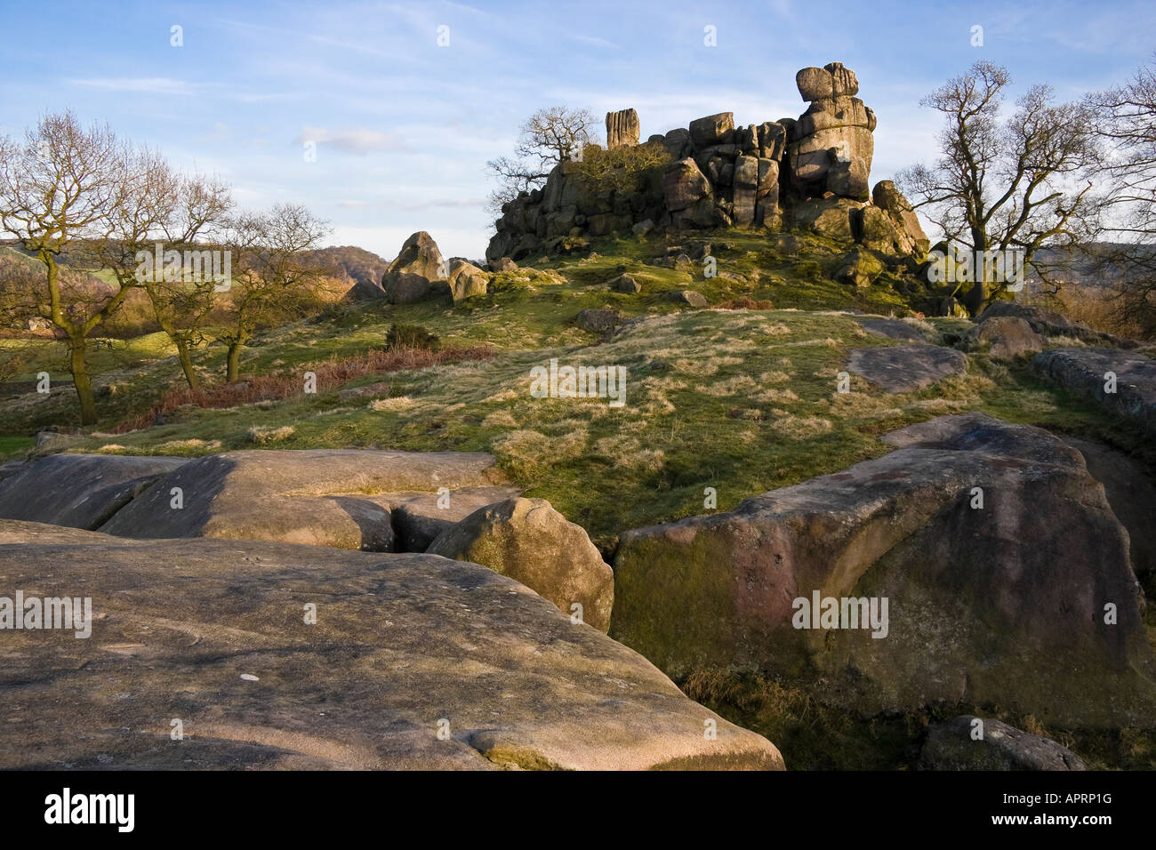 Robin Hood's Stride, Woolsthorpe Moor, parc national de Peak District, Derbyshire, Angleterre, RU Banque D'Images