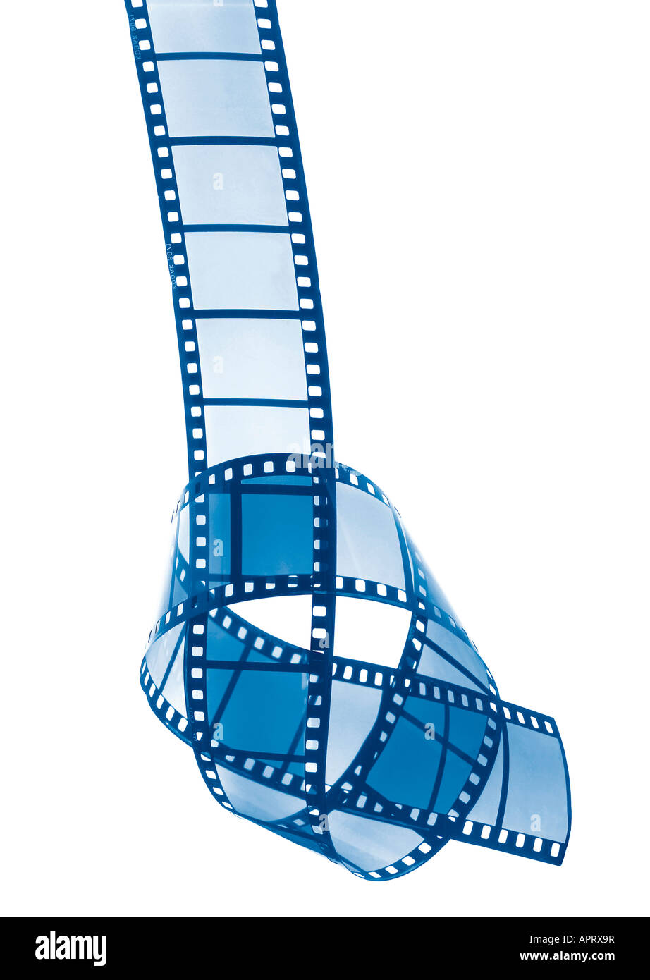 Ruban de film en noeud sur fond blanc Banque D'Images