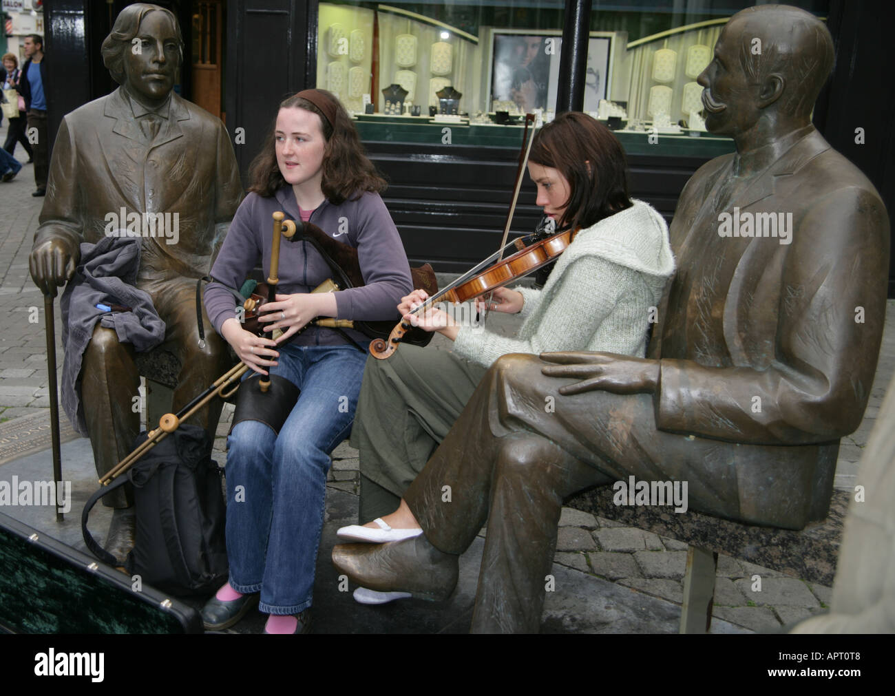 Des musiciens de rue, la ville de Galway Banque D'Images
