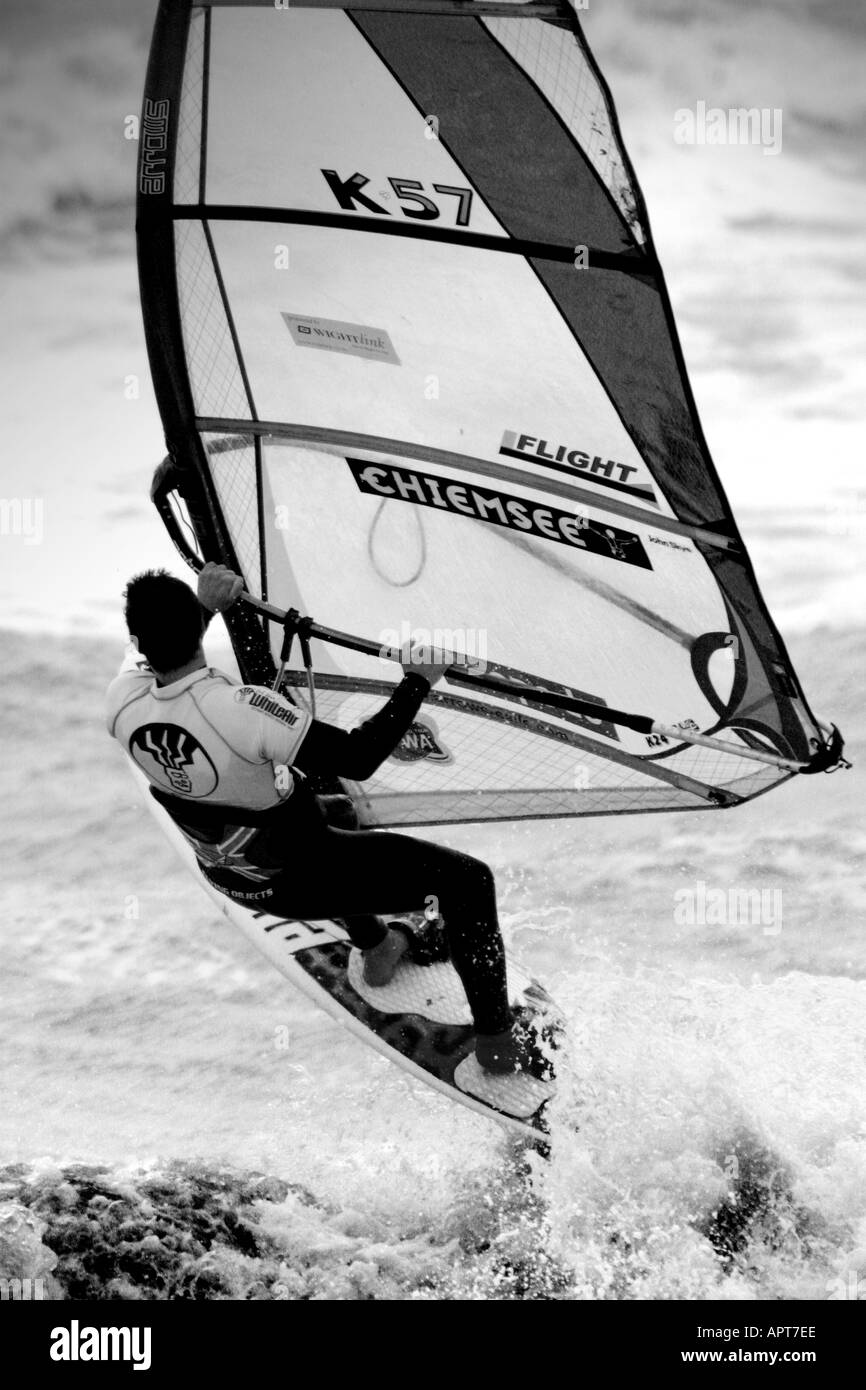 Planche à voile Compton Bay Ile de Wight Angleterre UK Banque D'Images