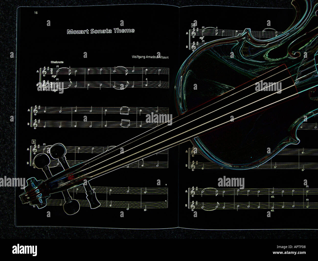 Le violon avec partitions Banque D'Images