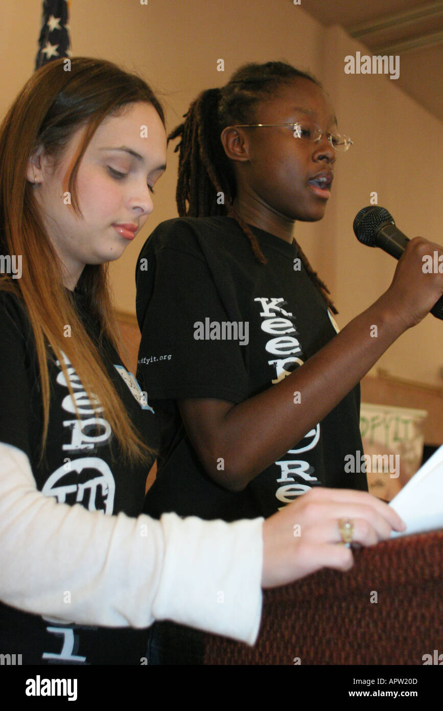 Miami Florida,Drug Free Youth in Town DFYIT club,anti-addiction programme organisation à but non lucratif,Summit,étudiants éducation élèves élèves,école,c Banque D'Images