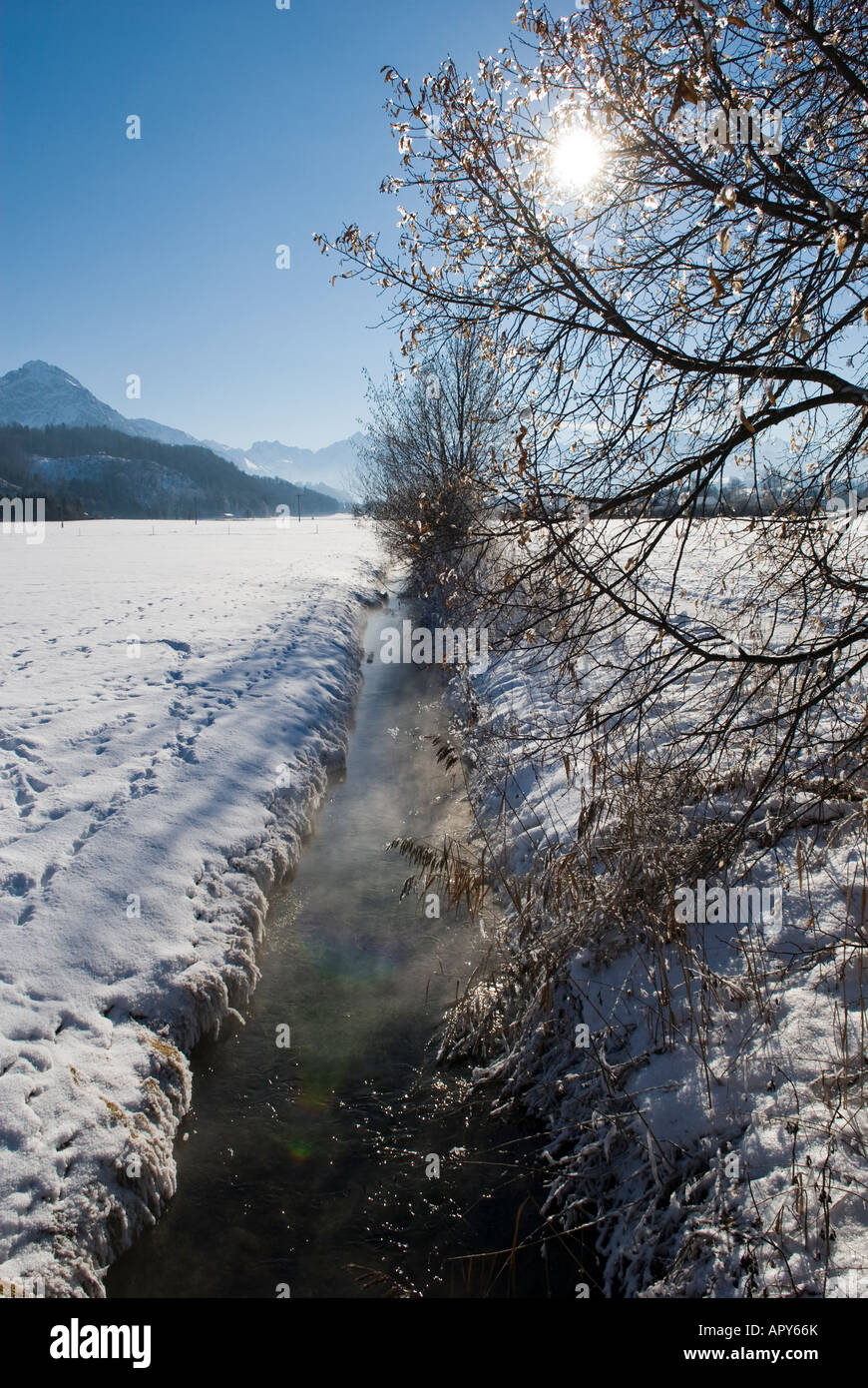 Paysage d'hiver, entre l'Altstaedten et Fischen Oberallgaeu Bavaria Allemagne Banque D'Images