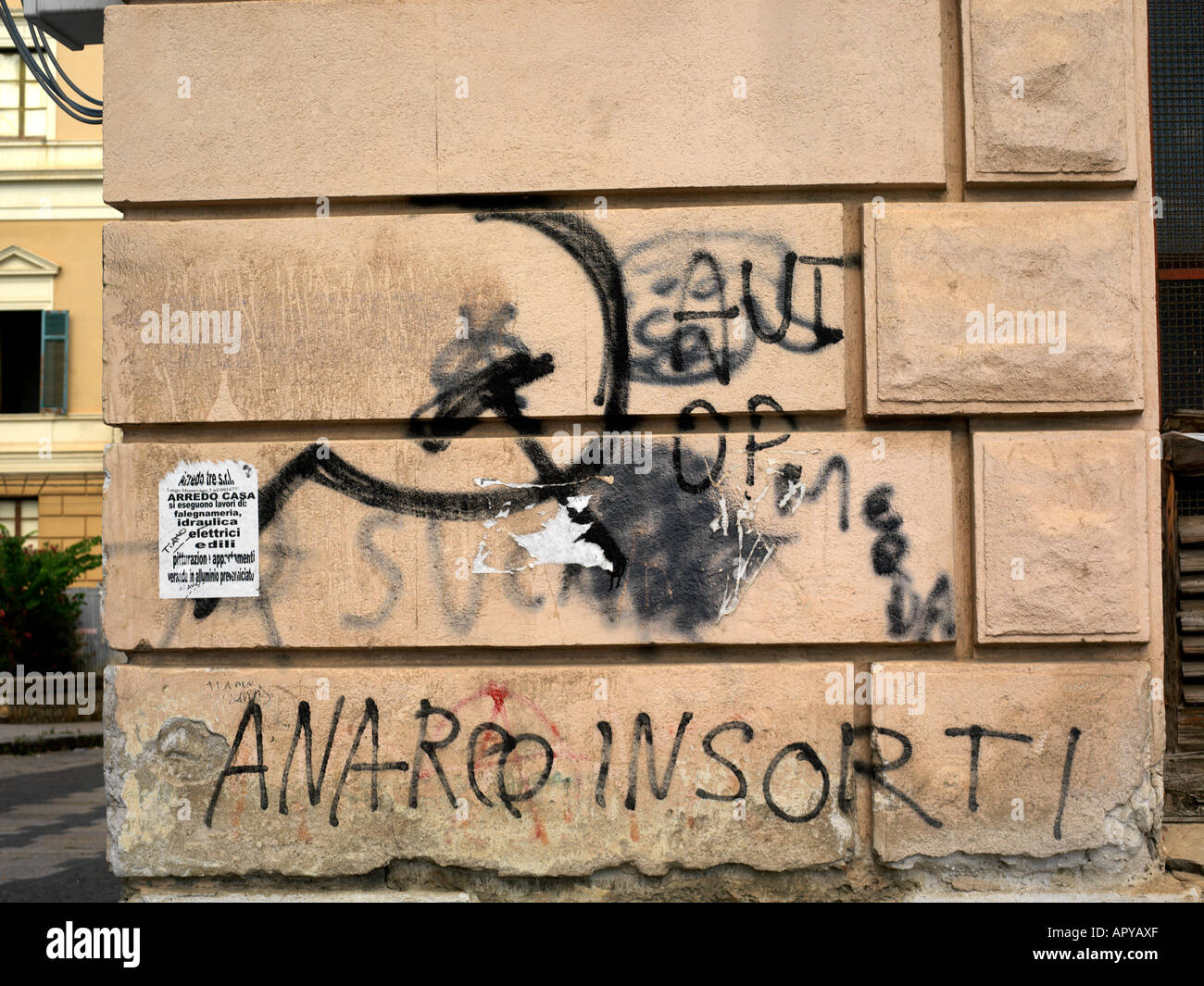 Palerme Sicile Italie Graffiti politique communiste de la faucille et marteau Banque D'Images