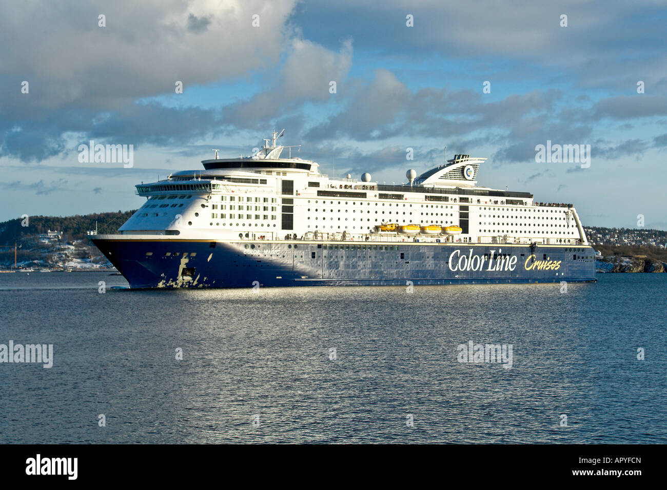 Nouvelle ligne de couleur car-ferry Color Magic quitter Oslo Norvège en route vers Kiel en Allemagne Banque D'Images