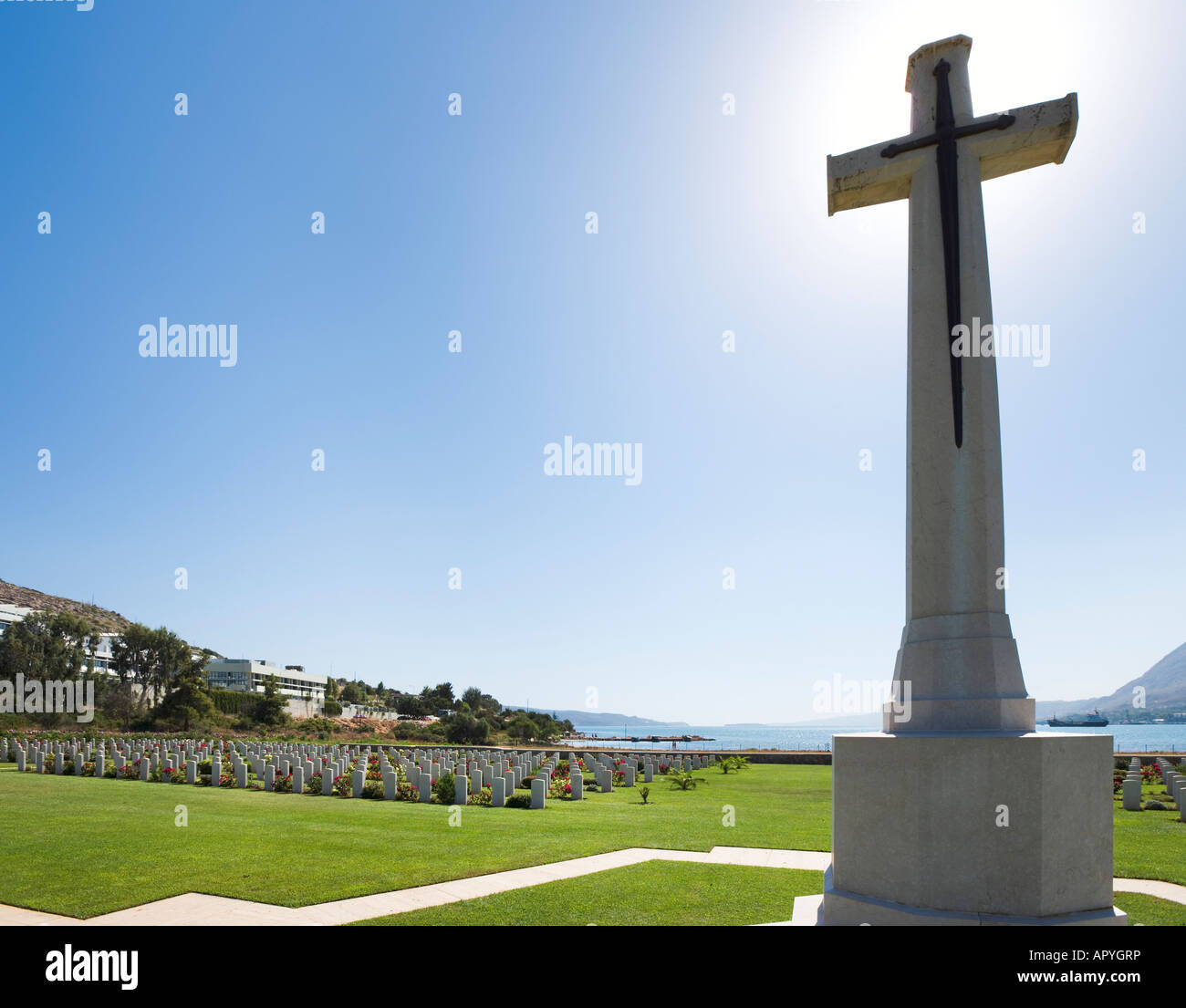 Cimetière de guerre des Alliés, la baie de Souda, près de La Canée, Crète, Grèce Banque D'Images