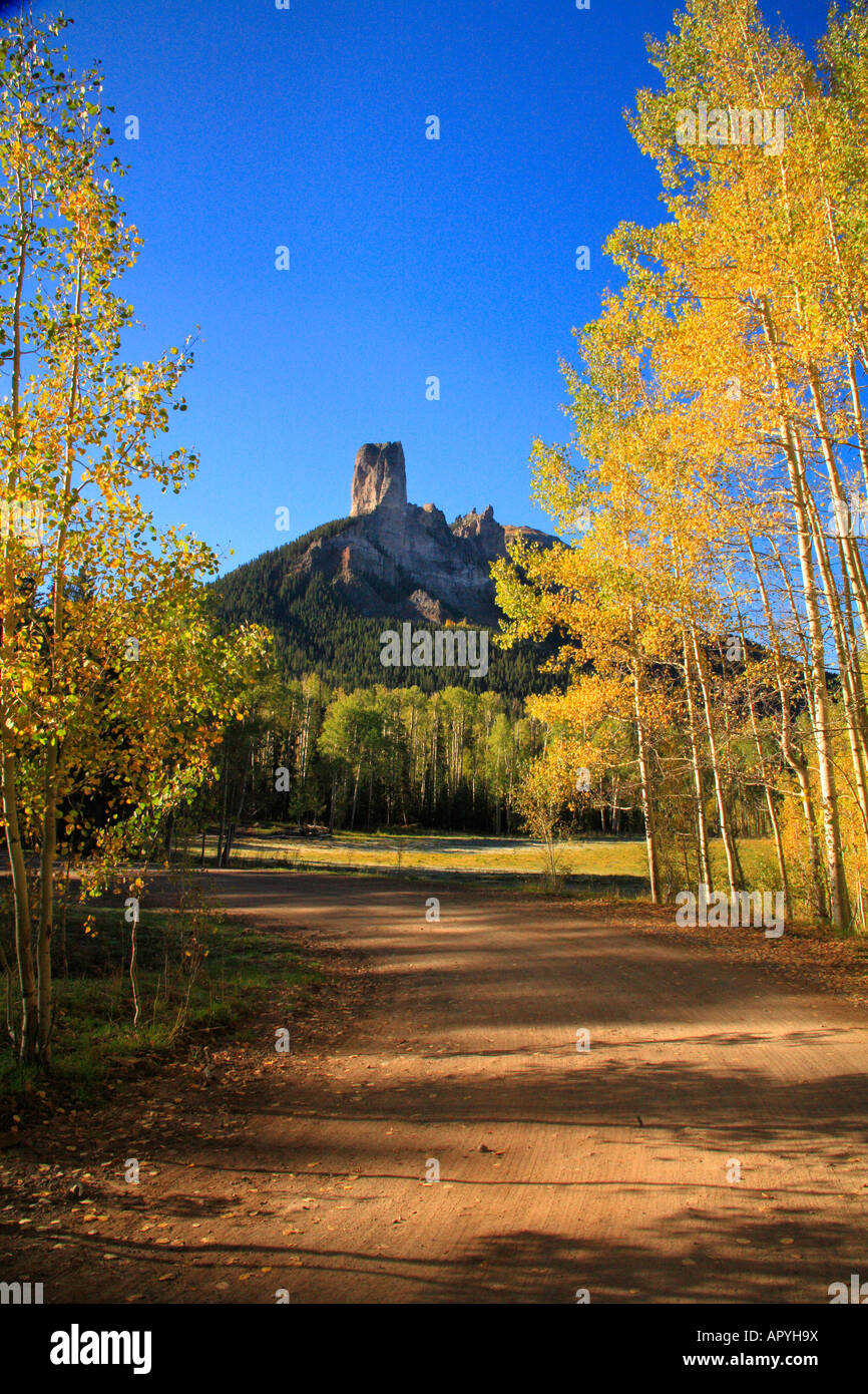 La montagne de palais, Owl Creek Pass Road, Ridgeway, Colorado, USA Banque D'Images