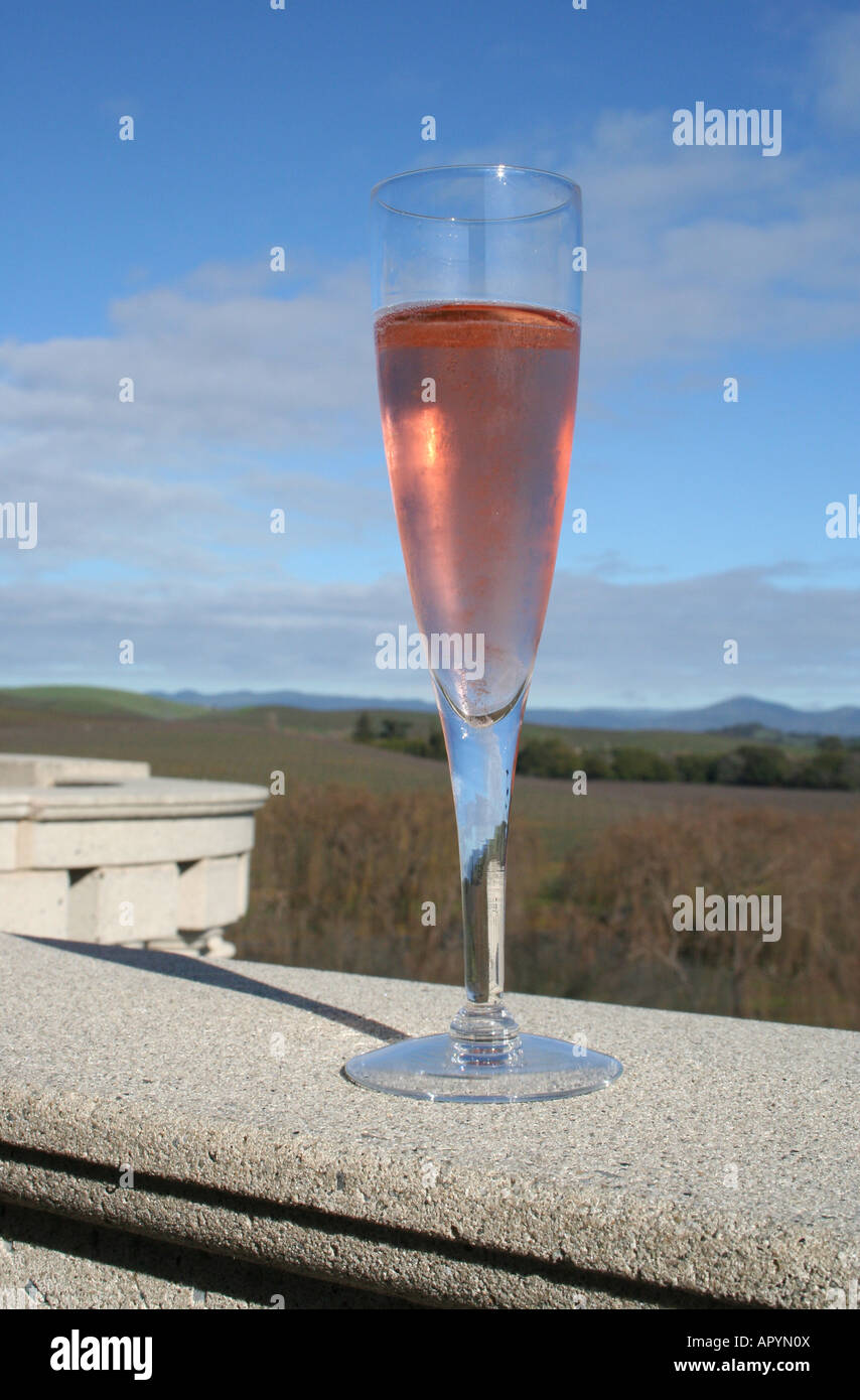 Vin mousseux rose, Domaine Carneros, Californie, USA. Banque D'Images