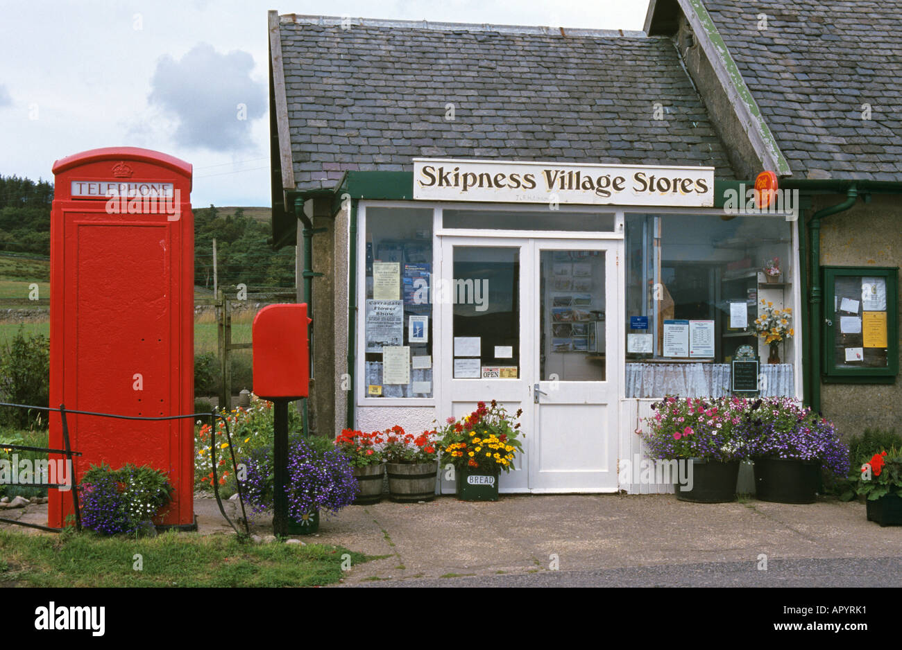 Petit magasin et fort, téléphone, skipness Kintyre, Ecosse Banque D'Images