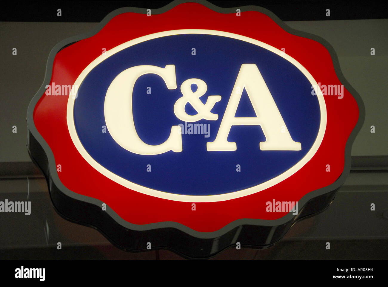 C&A marque, publicité lumineuse Banque D'Images