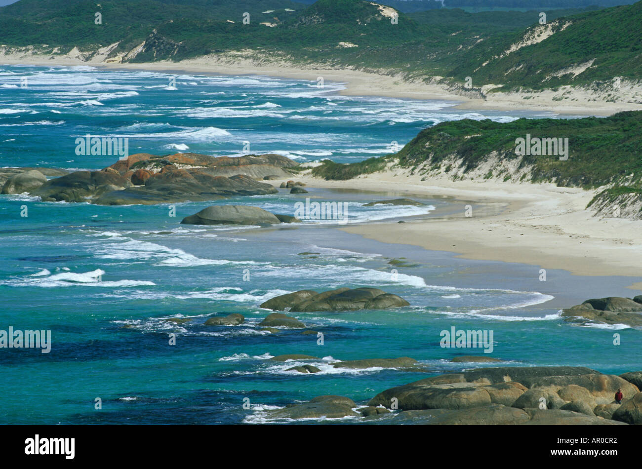 Plage de sable blanc sur la côte sud, les Verts, l'ouest de l'Australie, l'Australie Banque D'Images