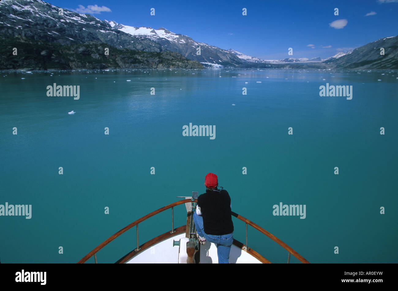 Bateau touristique Tarr Inlet Baie Glacier Natl Park SW AK summer scenic Banque D'Images