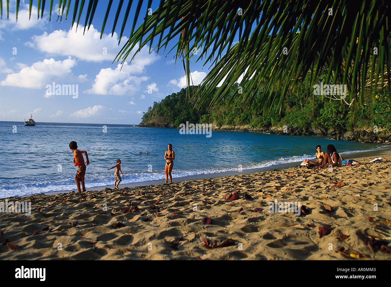 Sandstrand, Englishman Bay, von Nordkueste-Tobago, dans les Antilles, l'Amérique du Nord Banque D'Images